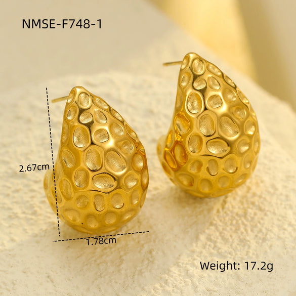 Stainless Steel 18K Gold Plated Women's Drop Earrings Jewelry