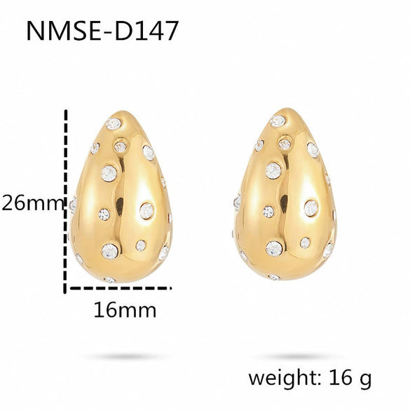 Stainless Steel 18K Gold Plated Women's Drop Earrings Jewelry