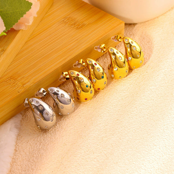 Stainless Steel 18K Gold Plated Women's Drop Earrings Jewelry