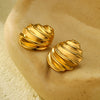 Stainless Steel 18K Gold Round Pleated Texture Electroplated Women's Joker Style Earrings