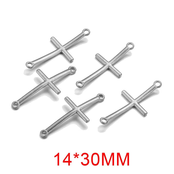 Stainless Steel 18K Gold Vacuum Plated Arc Cross Pendant Jewelry Making For Diy Bracelet And Necklace