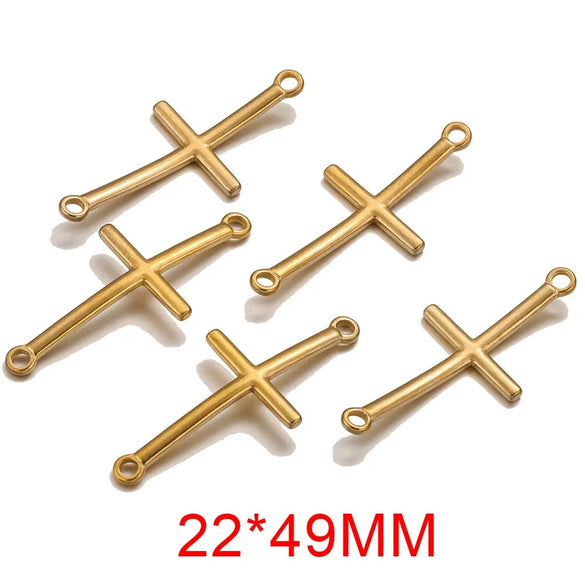 Stainless Steel 18K Gold Vacuum Plated Arc Cross Pendant Jewelry Making For Diy Bracelet And Necklace
