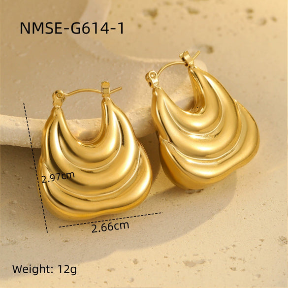 Stainless Steel 18K Goldplated Geometric Hollow Women's Earrings