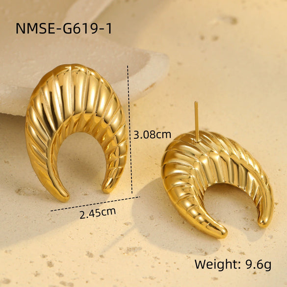 Stainless Steel 18K Goldplated Geometric Hollow Women's Earrings