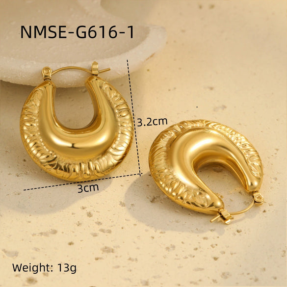 Stainless Steel 18K Goldplated Geometric Hollow Women's Earrings