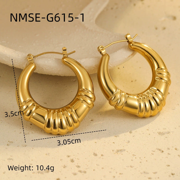 Stainless Steel 18K Goldplated Geometric Hollow Women's Earrings