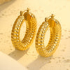 Stainless Steel 18K Goldplated Geometric Hollow Women's Earrings