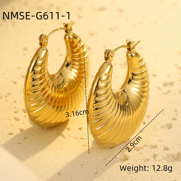 Stainless Steel 18K Goldplated Geometric Hollow Women's Earrings