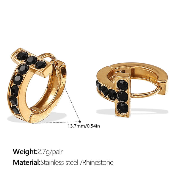 316L Stainless Steel 18K Goldplated Rhinestone Inlaid Earrings Electroplated Fashion Style For Women