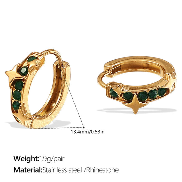 316L Stainless Steel 18K Goldplated Rhinestone Inlaid Earrings Electroplated Fashion Style For Women