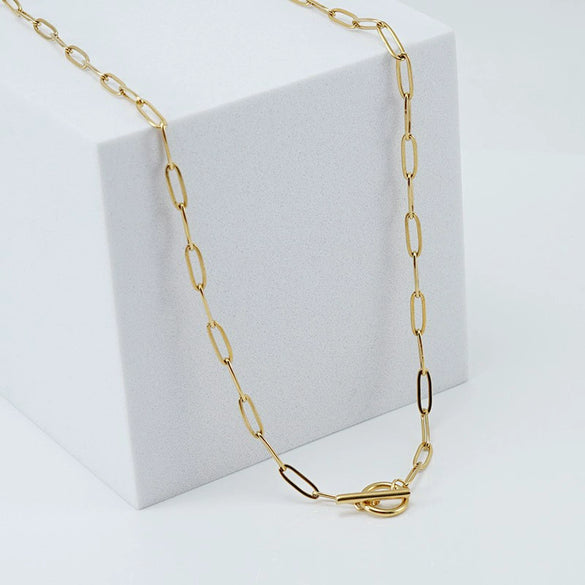 Stainless Steel 18K Paperclip Chain Jewelry Necklace With Electroplating Treatment