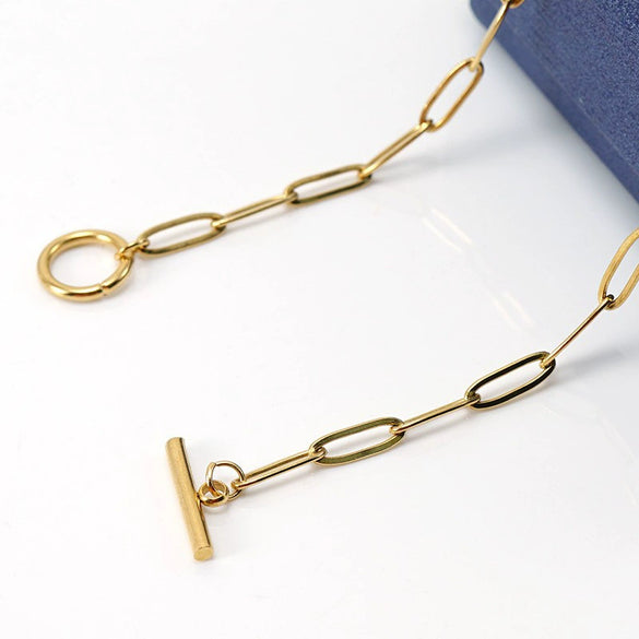 Stainless Steel 18K Paperclip Chain Jewelry Necklace With Electroplating Treatment