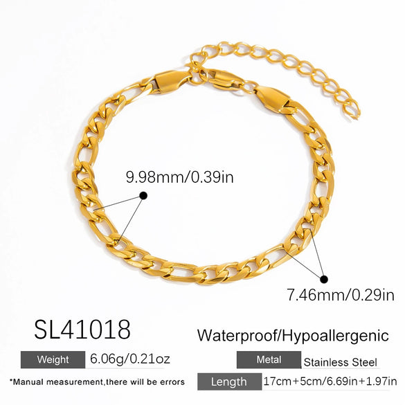 Stainless Steel 18K Real Gold Plated Women's Geometric Style Bracelet