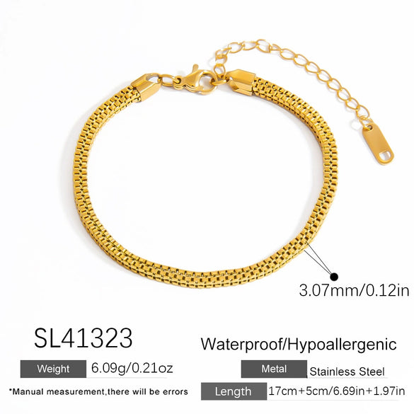 Stainless Steel 18K Real Gold Plated Women's Geometric Style Bracelet