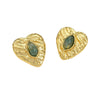 Stainless Steel 18K Vintage Electroplated Peach Heart Inlaid Natural Stone Women's Earrings