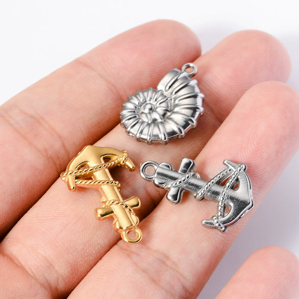 Stainless Steel Key Rudder Anchor Conch Retro Marine Hip Hop Fashion Jewelry Pendant