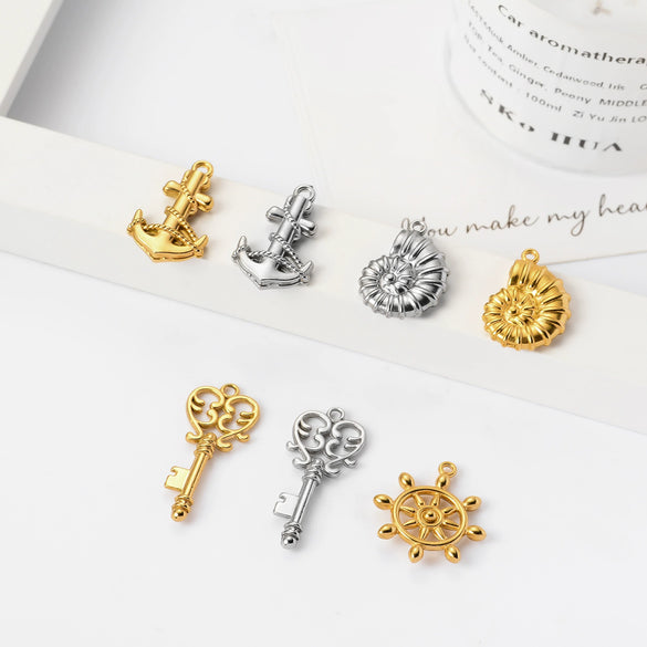 Stainless Steel Key Rudder Anchor Conch Retro Marine Hip Hop Fashion Jewelry Pendant