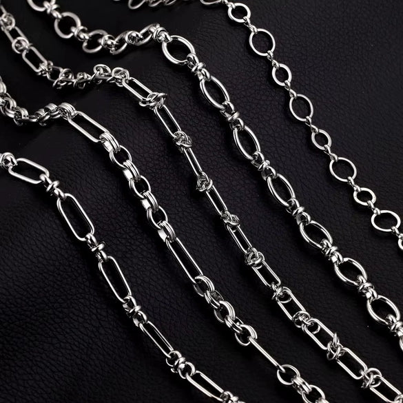 Stainless Steel Knotted Chain Jewelry Electroplated Bracelet Necklace Punk