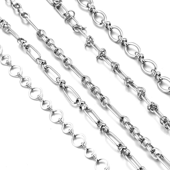 Stainless Steel Knotted Chain Jewelry Electroplated Bracelet Necklace Punk