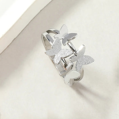 Stainless Steel Lady Butterfly Plating Rings