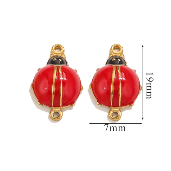Stainless Steel Ladybug Pendant Jewelry Accessories With Dripping Oil Treatment
