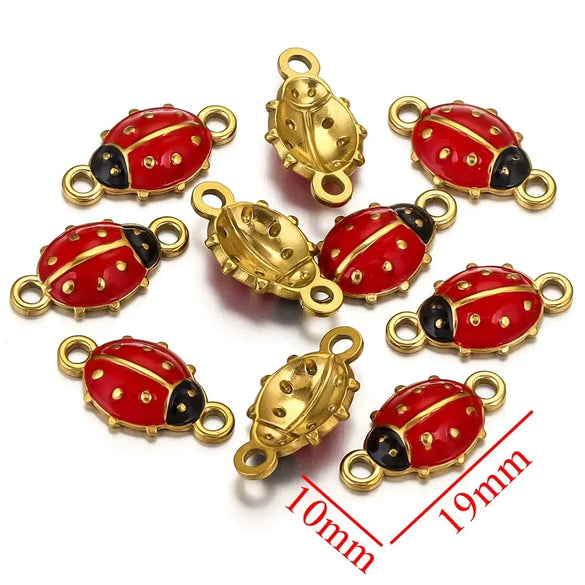 Stainless Steel Ladybug Pendant Jewelry Accessories With Dripping Oil Treatment