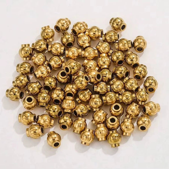 Stainless Steel Lantern Pattern Curved Beads Vacuum Goldplated Diy Handmade Accessories