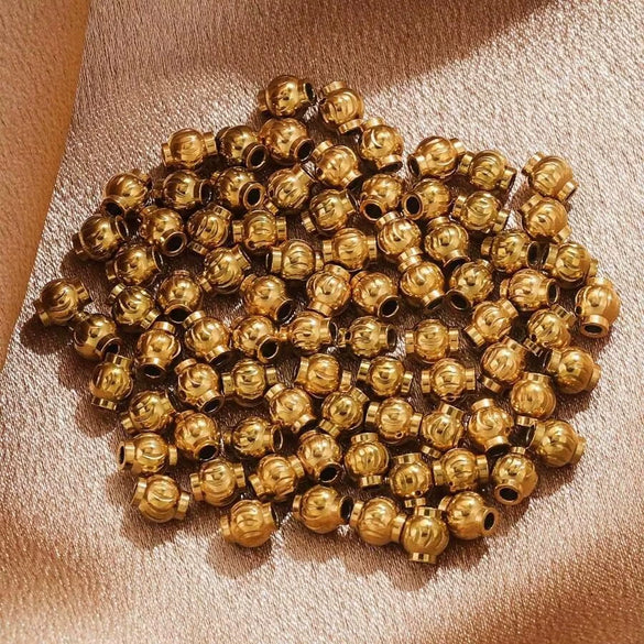 Stainless Steel Lantern Pattern Curved Beads Vacuum Goldplated Diy Handmade Accessories