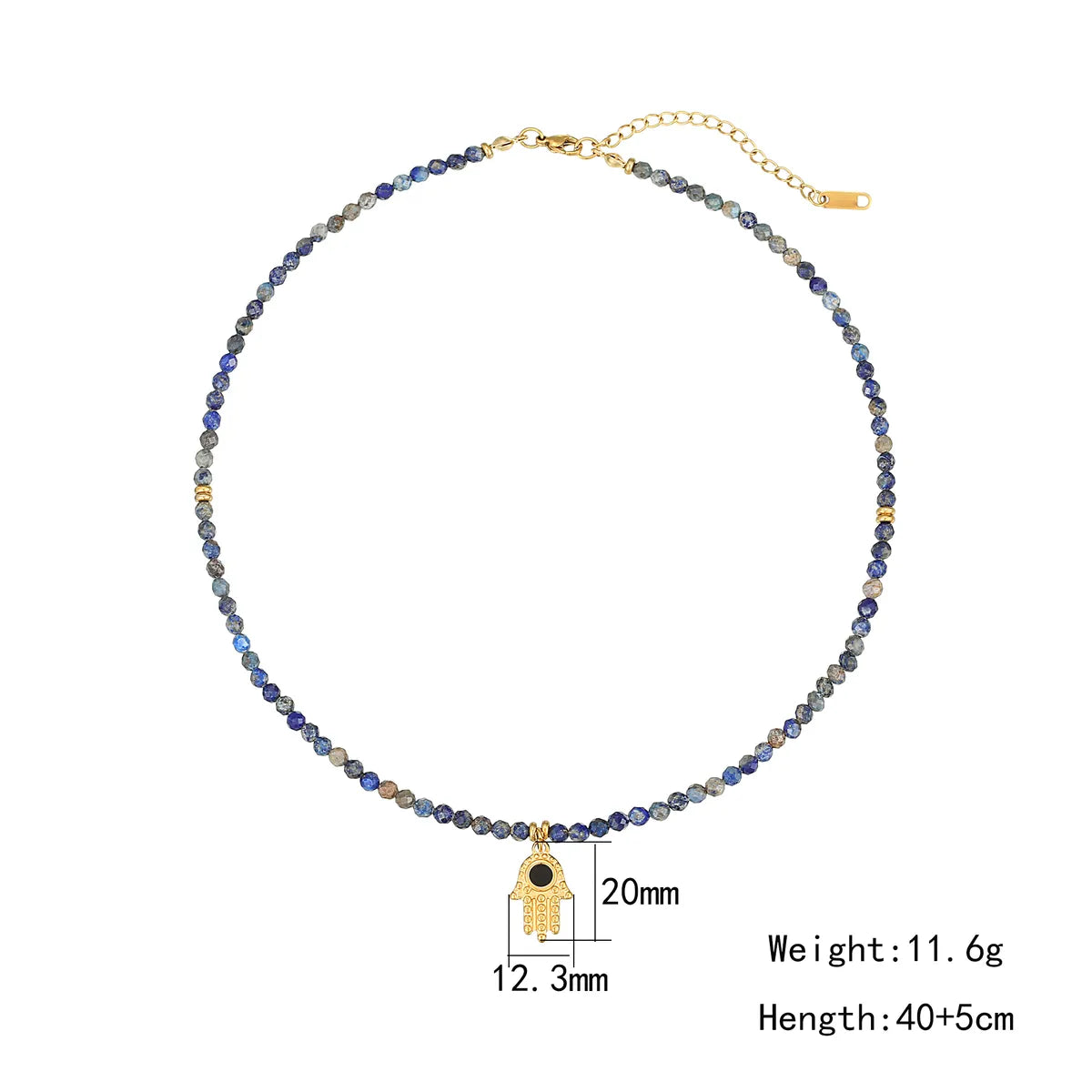 Stainless Steel Lapis Lazuli 18K Gold Plated Lady Beach Palm Pendant Necklace