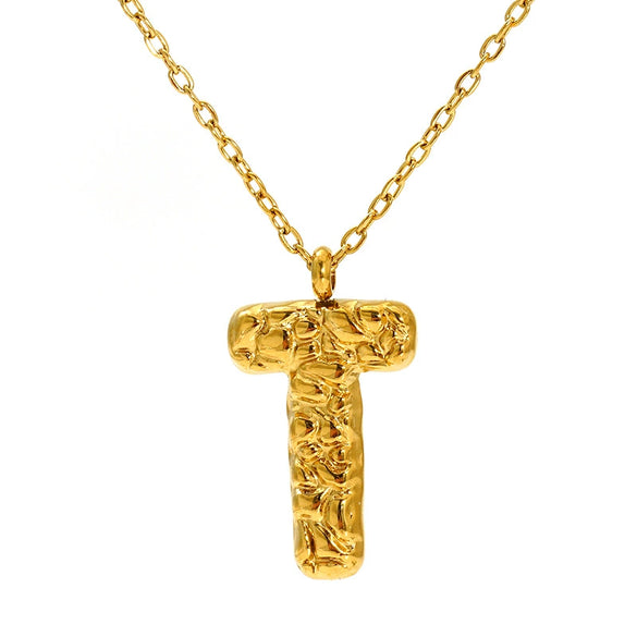 316L Stainless Steel Lava Letter Pendant Necklace For Women Electroplated With Personality Design