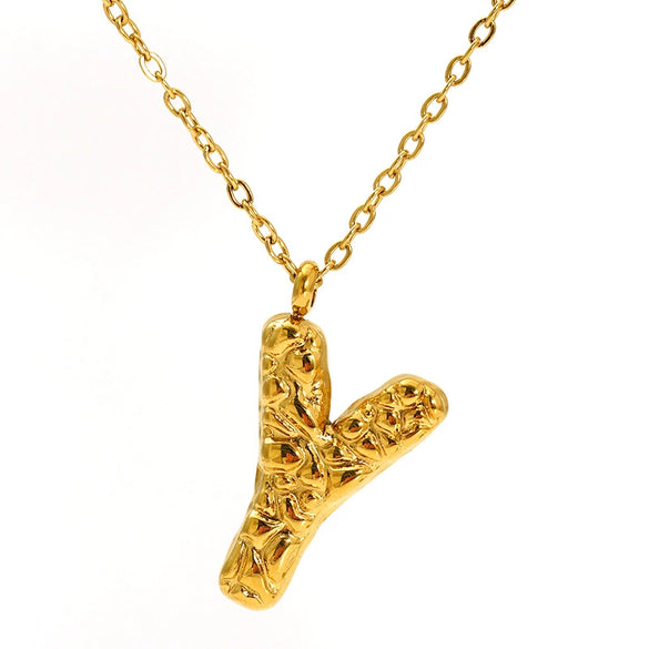 316L Stainless Steel Lava Letter Pendant Necklace For Women Electroplated With Personality Design