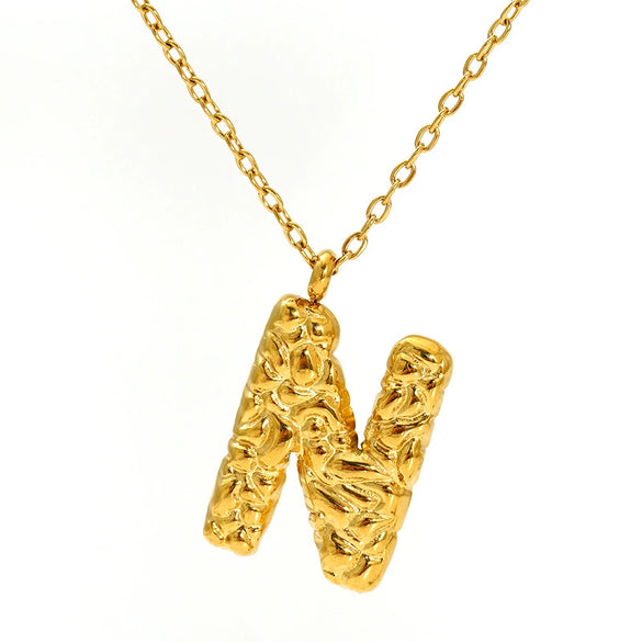 316L Stainless Steel Lava Letter Pendant Necklace For Women Electroplated With Personality Design