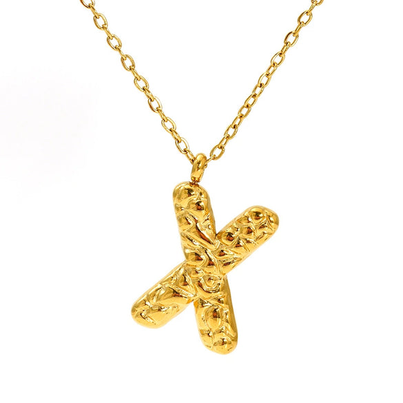 316L Stainless Steel Lava Letter Pendant Necklace For Women Electroplated With Personality Design