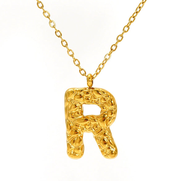 316L Stainless Steel Lava Letter Pendant Necklace For Women Electroplated With Personality Design