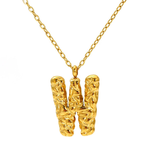 316L Stainless Steel Lava Letter Pendant Necklace For Women Electroplated With Personality Design