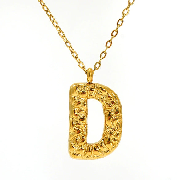 316L Stainless Steel Lava Letter Pendant Necklace For Women Electroplated With Personality Design
