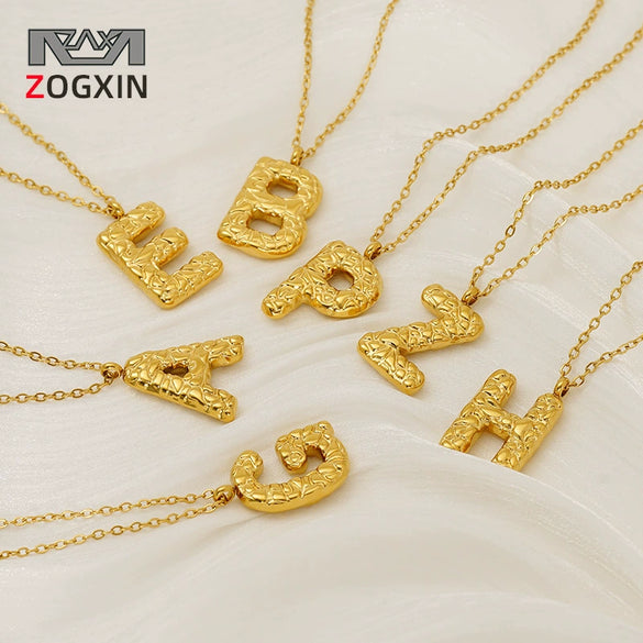 316L Stainless Steel Lava Letter Pendant Necklace For Women Electroplated With Personality Design