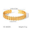 Stainless Steel Leaf Adjustable Open Bracelet For Women Light Luxury Style Electroplated