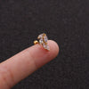 Stainless Steel Leaf Fivepointed Star Zircon Inlaid Earrings