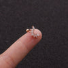 Stainless Steel Leaf Fivepointed Star Zircon Inlaid Earrings