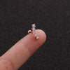 Stainless Steel Leaf Fivepointed Star Zircon Inlaid Earrings