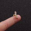 Stainless Steel Leaf Fivepointed Star Zircon Inlaid Earrings