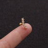 Stainless Steel Leaf Fivepointed Star Zircon Inlaid Earrings