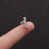 Stainless Steel Leaf Fivepointed Star Zircon Inlaid Earrings