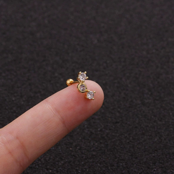 Stainless Steel Leaf Fivepointed Star Zircon Inlaid Earrings