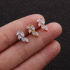 Stainless Steel Leaf Fivepointed Star Zircon Inlaid Earrings