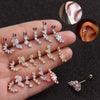 Stainless Steel Leaf Fivepointed Star Zircon Inlaid Earrings