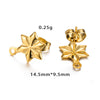 Stainless Steel Leaf Flower Stud Earrings Handmade With Electroplating And Multishape Design