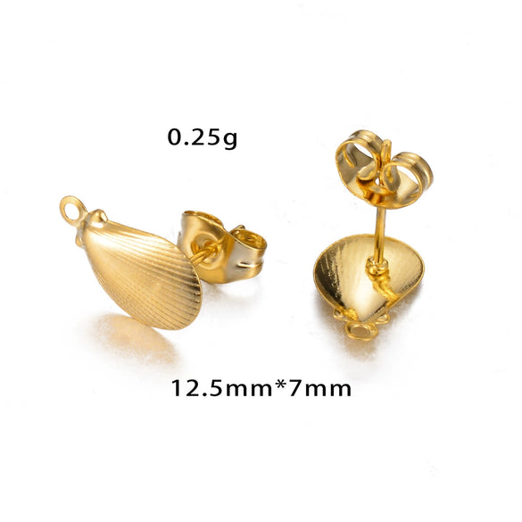 Stainless Steel Leaf Flower Stud Earrings Handmade With Electroplating And Multishape Design