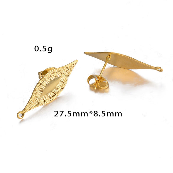 Stainless Steel Leaf Flower Stud Earrings Handmade With Electroplating And Multishape Design